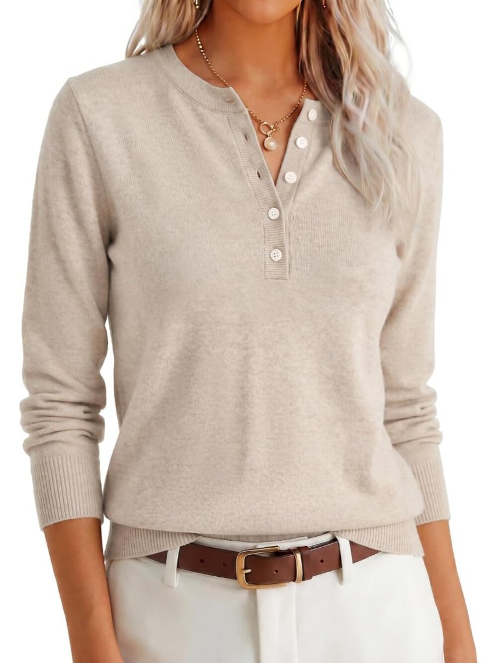 Women’s Lightweight Fall Henley Sweater